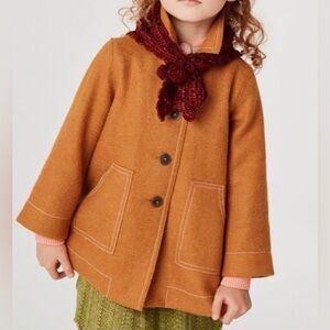NWT. Misha and Puff Playhouse Wool Coat, Marigold, Size 10y